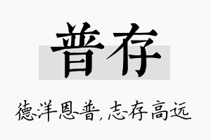 普存名字的寓意及含义