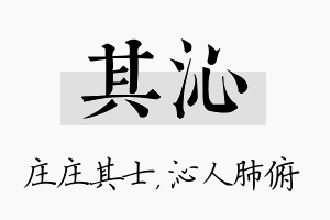 其沁名字的寓意及含义