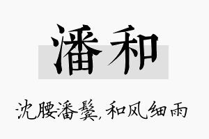 潘和名字的寓意及含义