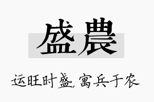 盛农名字的寓意及含义