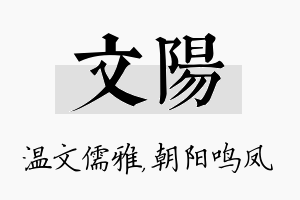 文阳名字的寓意及含义