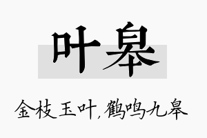 叶皋名字的寓意及含义