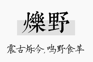 烁野名字的寓意及含义