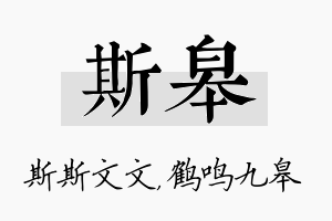 斯皋名字的寓意及含义