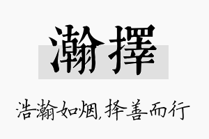 瀚择名字的寓意及含义