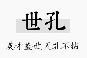 世孔名字的寓意及含义