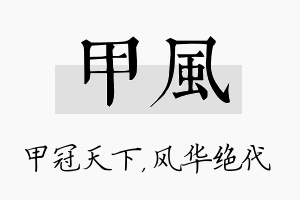 甲风名字的寓意及含义