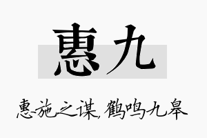 惠九名字的寓意及含义