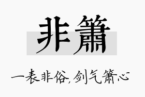 非箫名字的寓意及含义