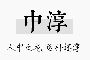 中淳名字的寓意及含义