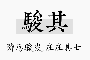 骏其名字的寓意及含义