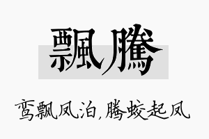 飘腾名字的寓意及含义