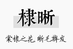 棣晰名字的寓意及含义