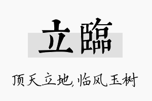 立临名字的寓意及含义