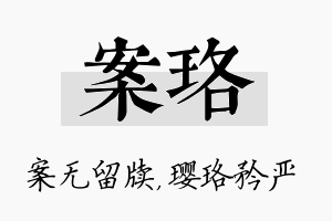 案珞名字的寓意及含义