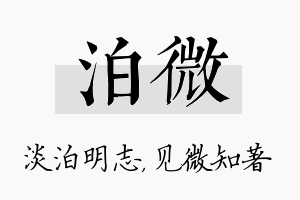 泊微名字的寓意及含义