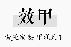 效甲名字的寓意及含义