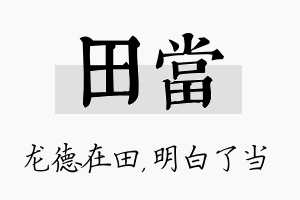 田当名字的寓意及含义