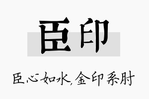 臣印名字的寓意及含义