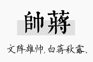 帅蒋名字的寓意及含义