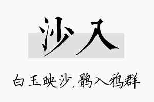 沙入名字的寓意及含义