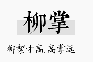 柳掌名字的寓意及含义