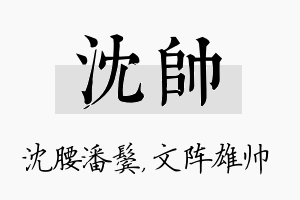 沈帅名字的寓意及含义