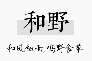 和野名字的寓意及含义