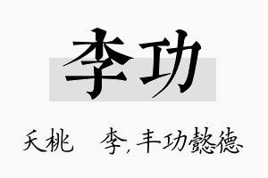 李功名字的寓意及含义