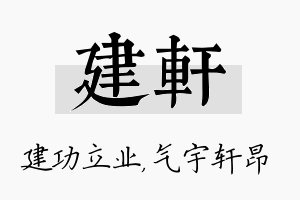 建轩名字的寓意及含义