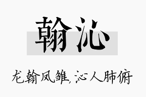 翰沁名字的寓意及含义