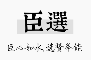 臣选名字的寓意及含义