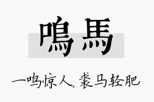 鸣马名字的寓意及含义