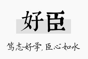 好臣名字的寓意及含义