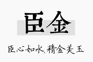 臣金名字的寓意及含义