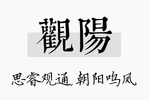 观阳名字的寓意及含义