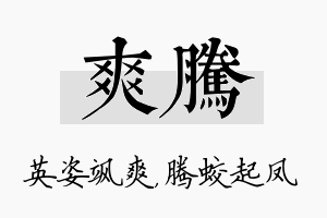 爽腾名字的寓意及含义