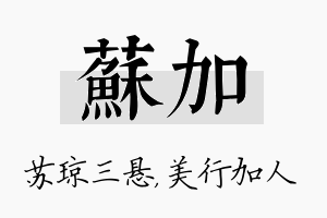 苏加名字的寓意及含义