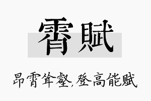 霄赋名字的寓意及含义