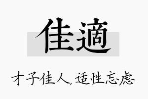 佳适名字的寓意及含义