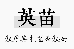 英苗名字的寓意及含义