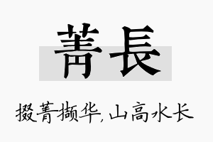 菁长名字的寓意及含义