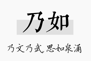 乃如名字的寓意及含义