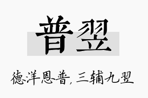 普翌名字的寓意及含义