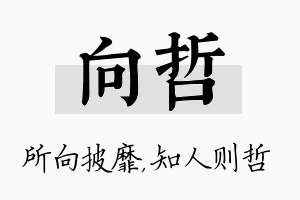 向哲名字的寓意及含义