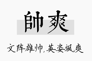 帅爽名字的寓意及含义