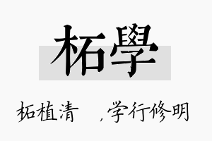 柘学名字的寓意及含义