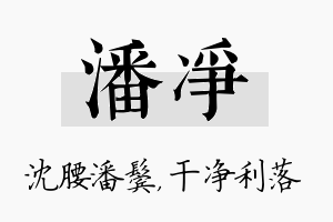 潘净名字的寓意及含义