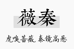 薇秦名字的寓意及含义