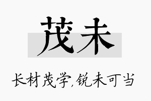 茂未名字的寓意及含义